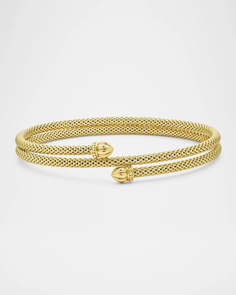LAGOS 18K Gold Signature Caviar 7mm Endcap Double Wrap Bracelet 1