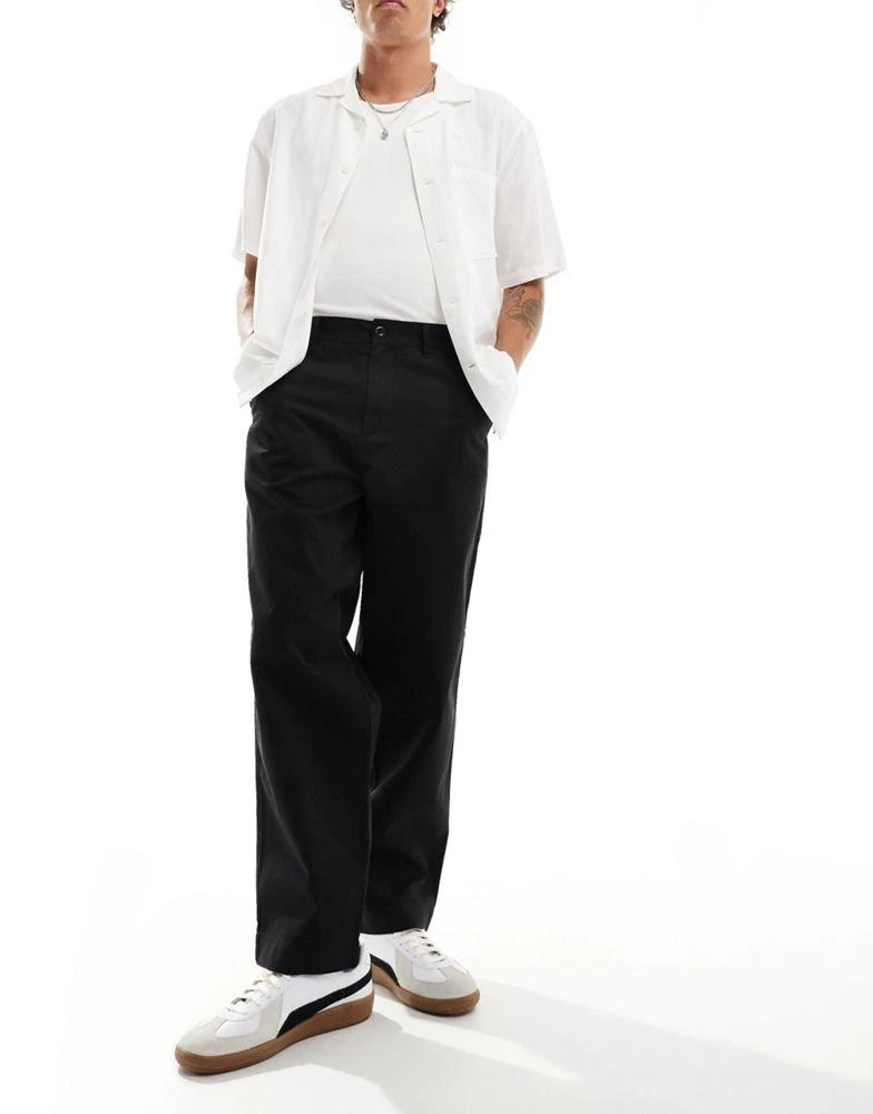 Fred Perry Fred Perry straight leg twill trouser in black 1