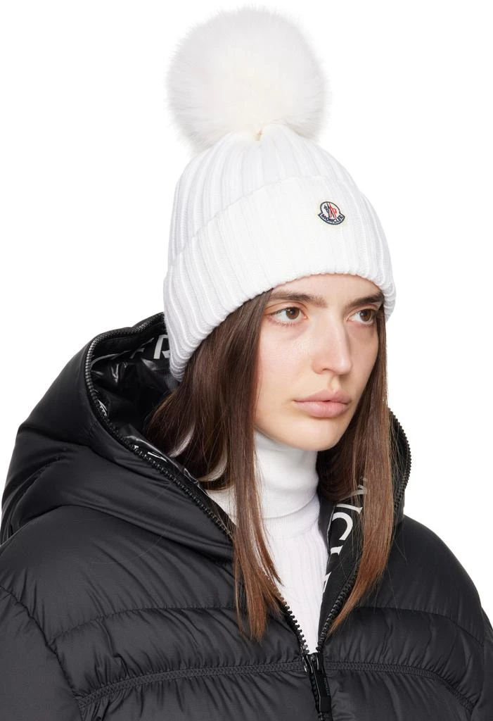 Moncler White Pom-Pom Beanie 2