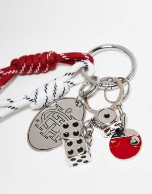 ASOS ASOS DESIGN festival keyring bag charm in red cord with table tennis charm in multi