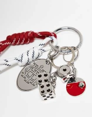 ASOS ASOS DESIGN festival keyring bag charm in red cord with table tennis charm in multi 2