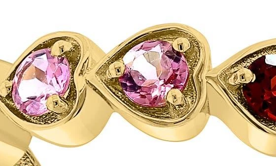 Effy 14K Yellow Gold Semiprecious Stone Heart Band Ring 4