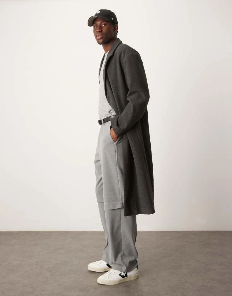 New Look New Look relaxed overcoat in dark grey 1