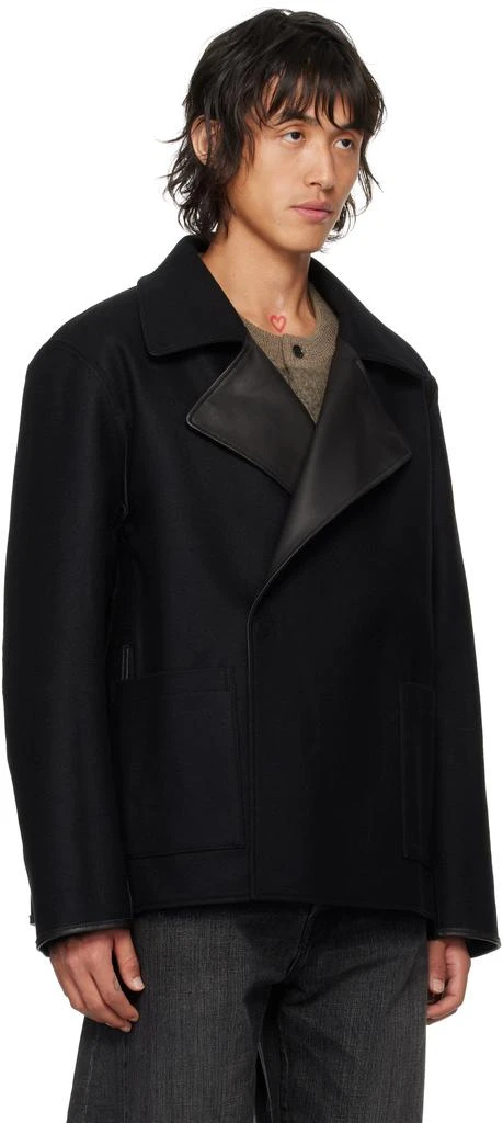 stein Black Short Bonded Reversible Leather Jacket 4