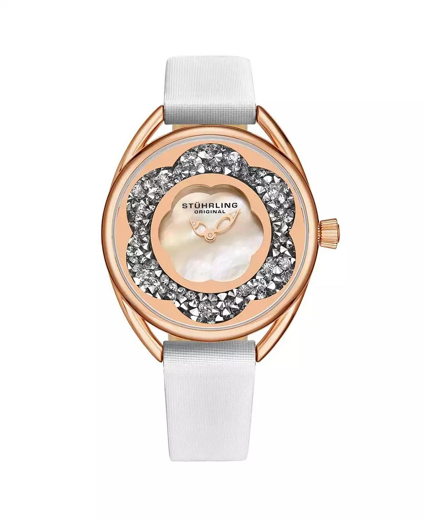 Stuhrling Women's White Leather Strap Watch 38mm 1