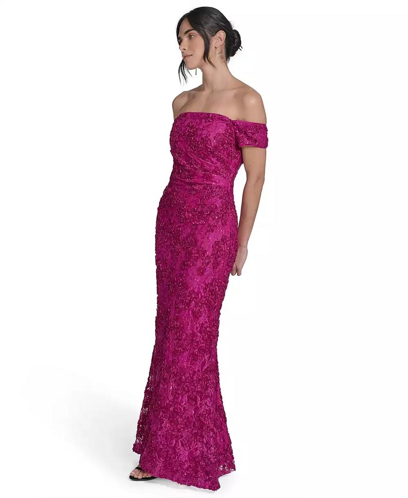 Jessica Howard Petites Soutache Lace Off-The-Shoulder Gown
