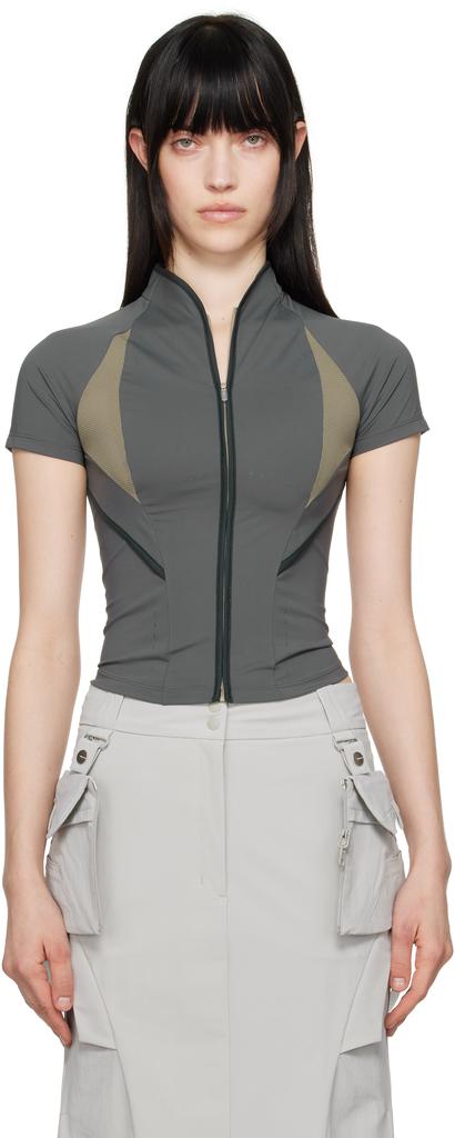 Khaki Slashed Zip T-shirt – On Sale Now with Up to 60% Off