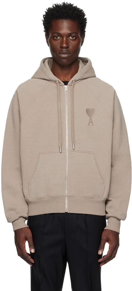 AMI Paris Beige Ami De Cœur Hoodie 1