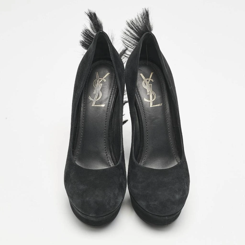 Yves Saint Laurent Saint Laurent  Black Fur and Suede Platform Pumps Size 39 3