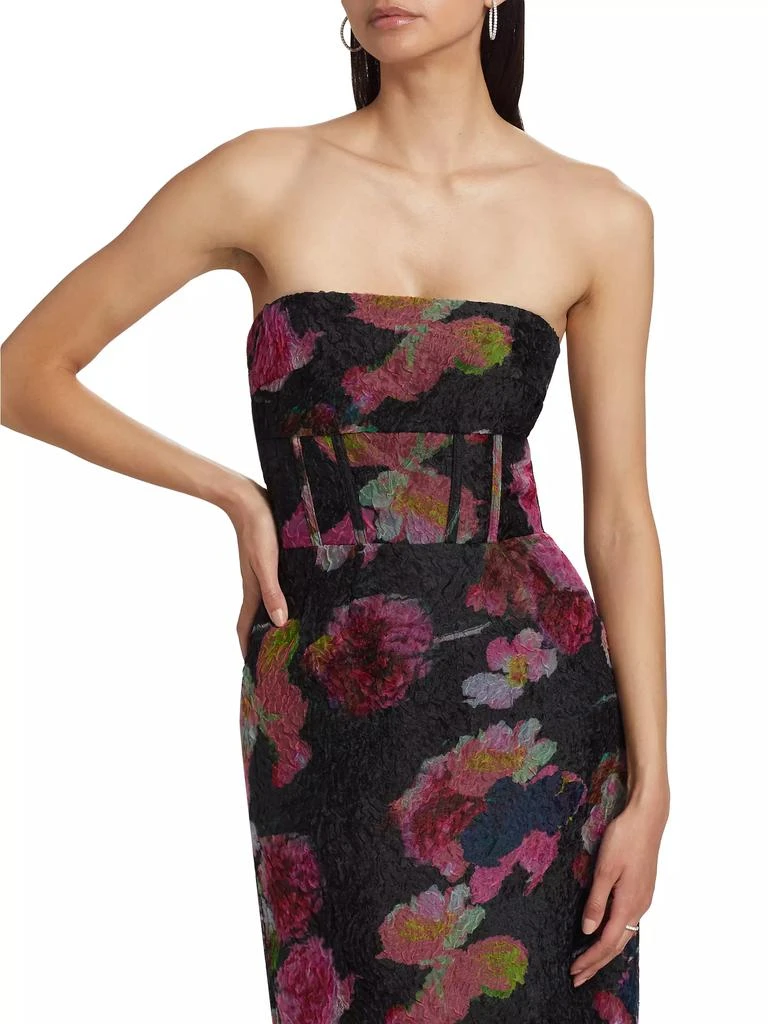 Monique Lhuillier Demi Floral Organza Strapless Gown 6