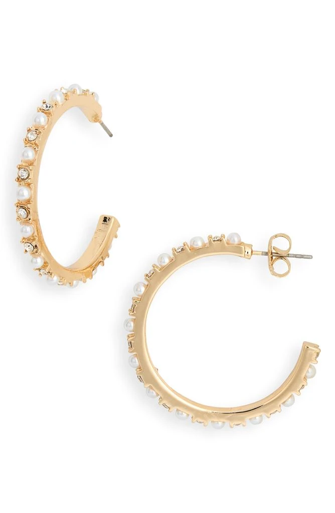Nordstrom Faux Pearl 
Crystal Hoop Earrings
