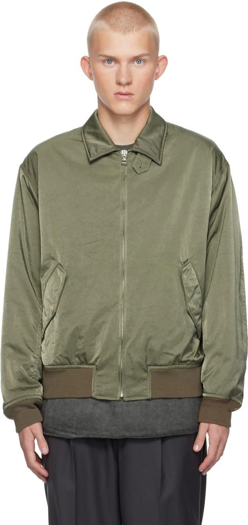 YLÈVE Khaki Nylon Twill Bomber Jacket 1