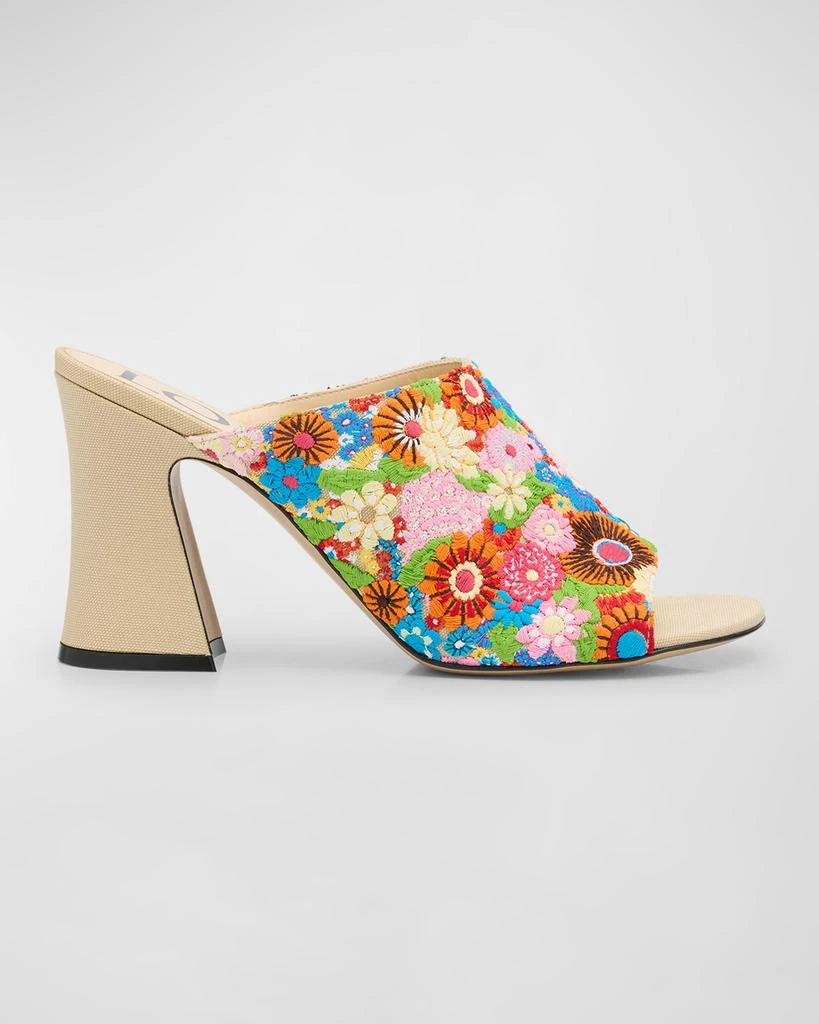 Loewe Calle Floral Embroidered Mule Sandals 1