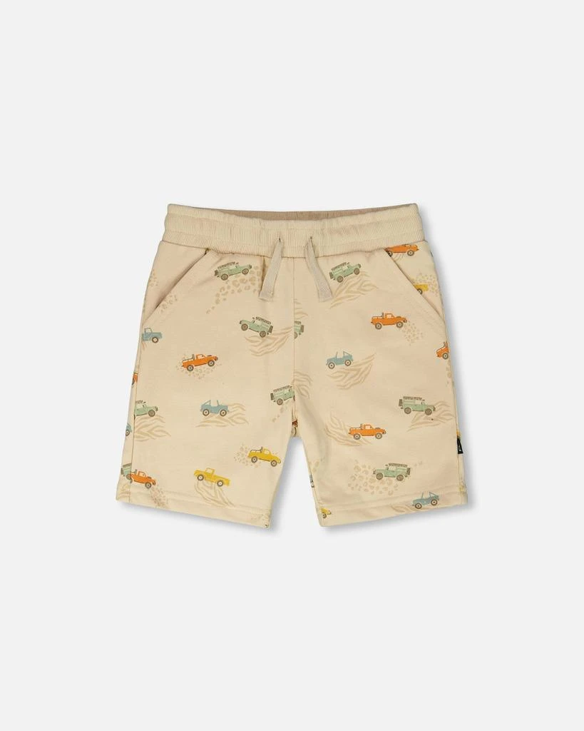 Deux par Deux French Terry Shorts Beige Jeep Print