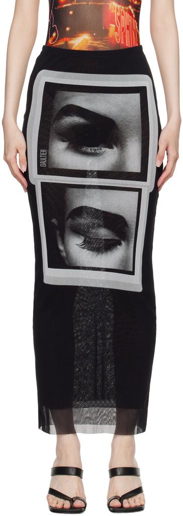 Jean Paul Gaultier Black 'The Eyes And Lips' Maxi Skirt