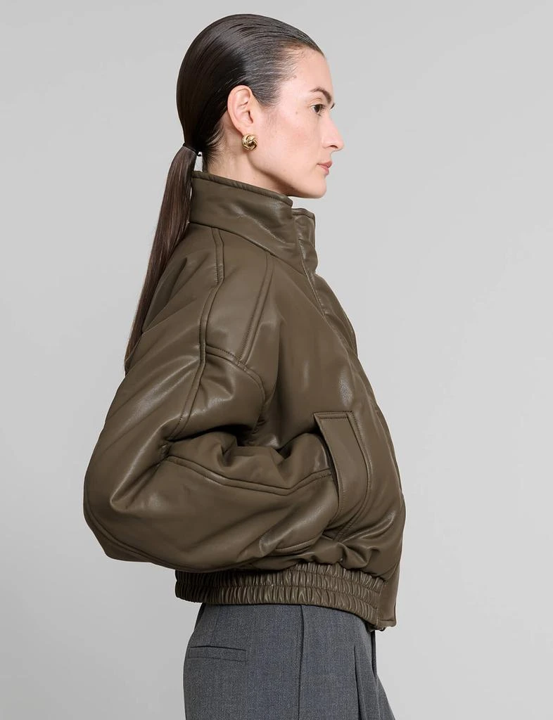 Pixie Market Olive Leather Bomber Jacket 2