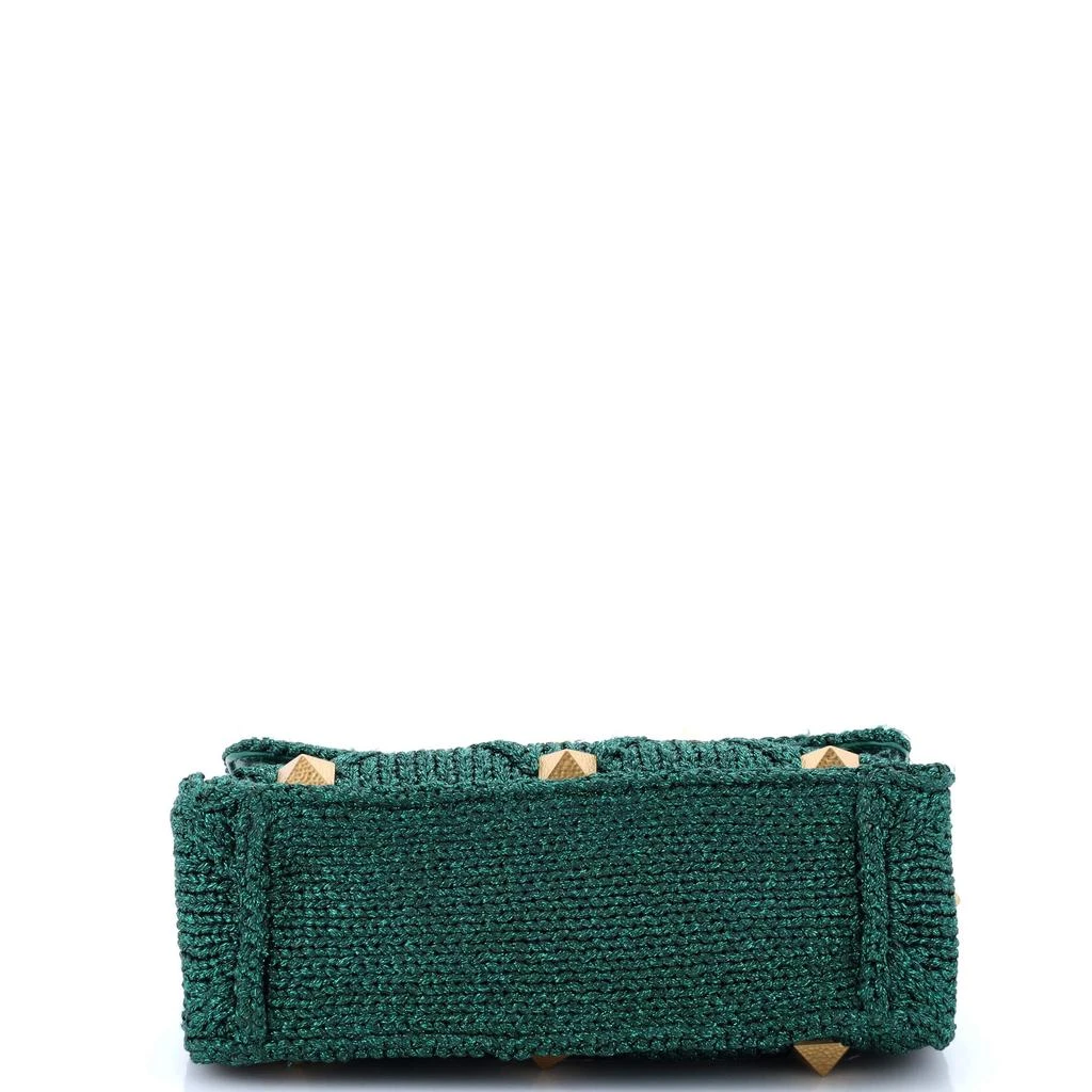 Valentino Roman Stud Flap Bag Quilted Knit Large 4
