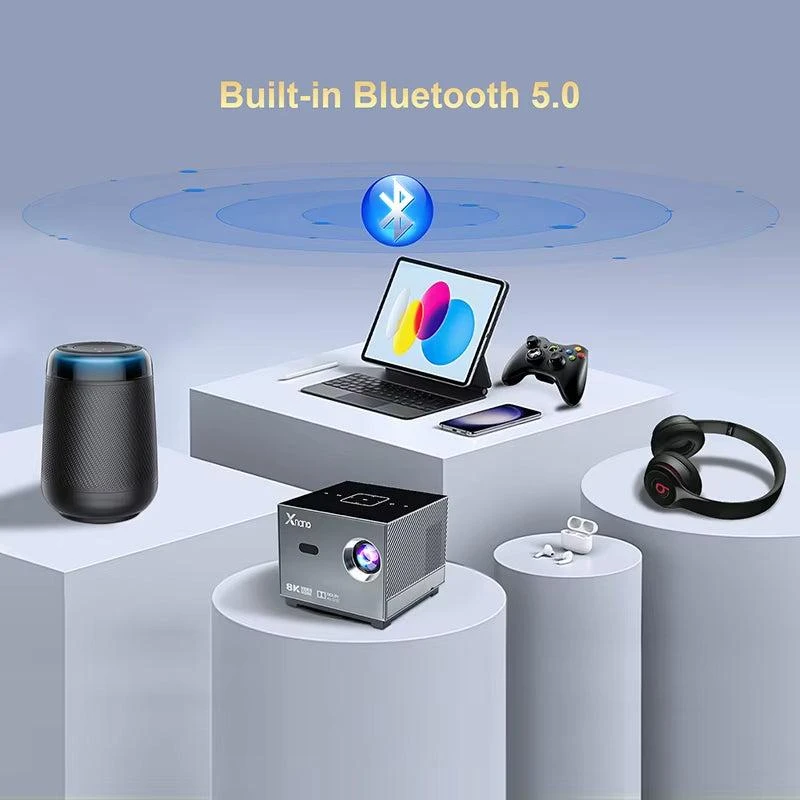 DIGICLAR 300 ANSI Lumens 8K/4K WiFi 5G Voice Remote Portable Smart Movie Projector with LED Lighting and Built-In Bluetooth 5.0 Apps 4