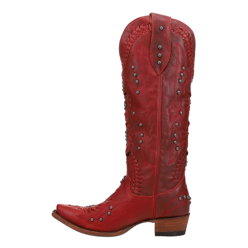 LANE Cossette Studded Embroidered Snip Toe Pull On Cowboy Boots 3