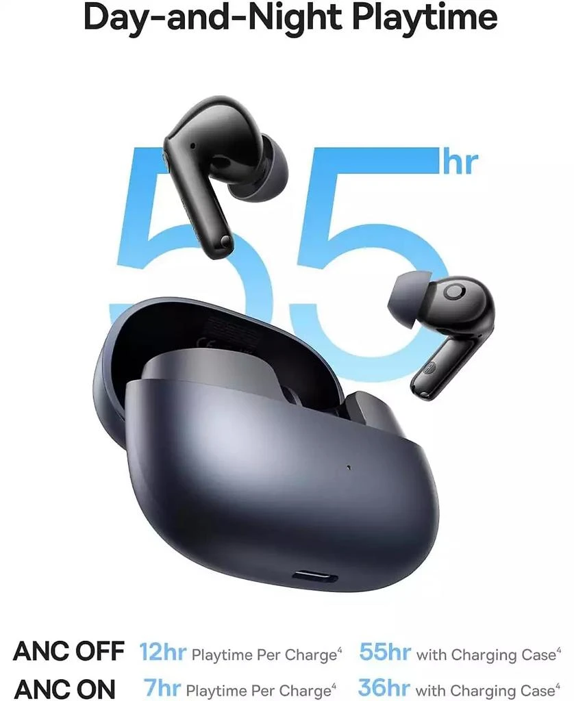 Baseus BP1 Pro LDAC Hi-Res ANC Wireless Earbuds | Adaptive Noise Cancelling, 55H Playtime, AI 6-Mic Calls, IP55, White 6