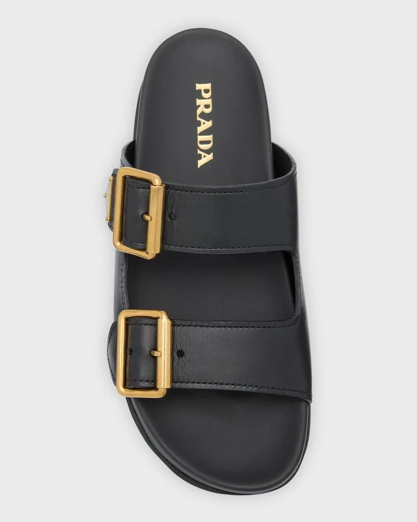 Prada Leather Dual-Buckle Slide Sandals 5