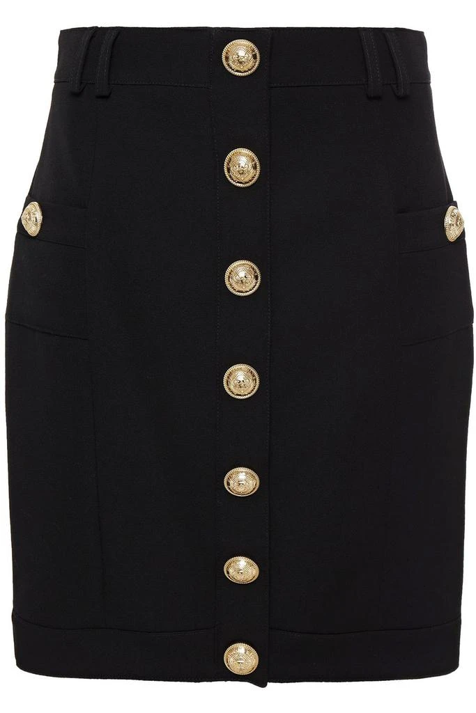 Balmain Button-embellished wool-twill mini skirt 1