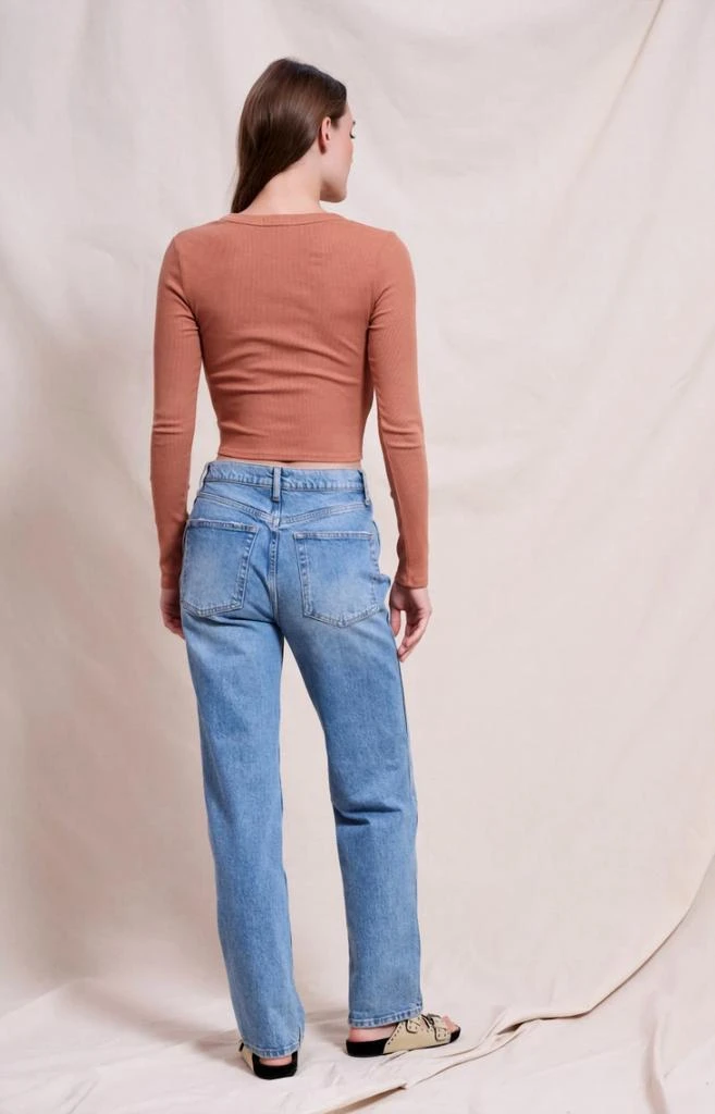 Sundry Front Twist Long Sleeve T-Shirt In Vintage Rust 2