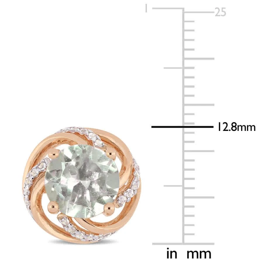 Amour 3 3/4 CT TGW Green Amethyst White Topaz Interlaced Swirl Halo Stud Earrings In Rose Plated Sterling Silver 2