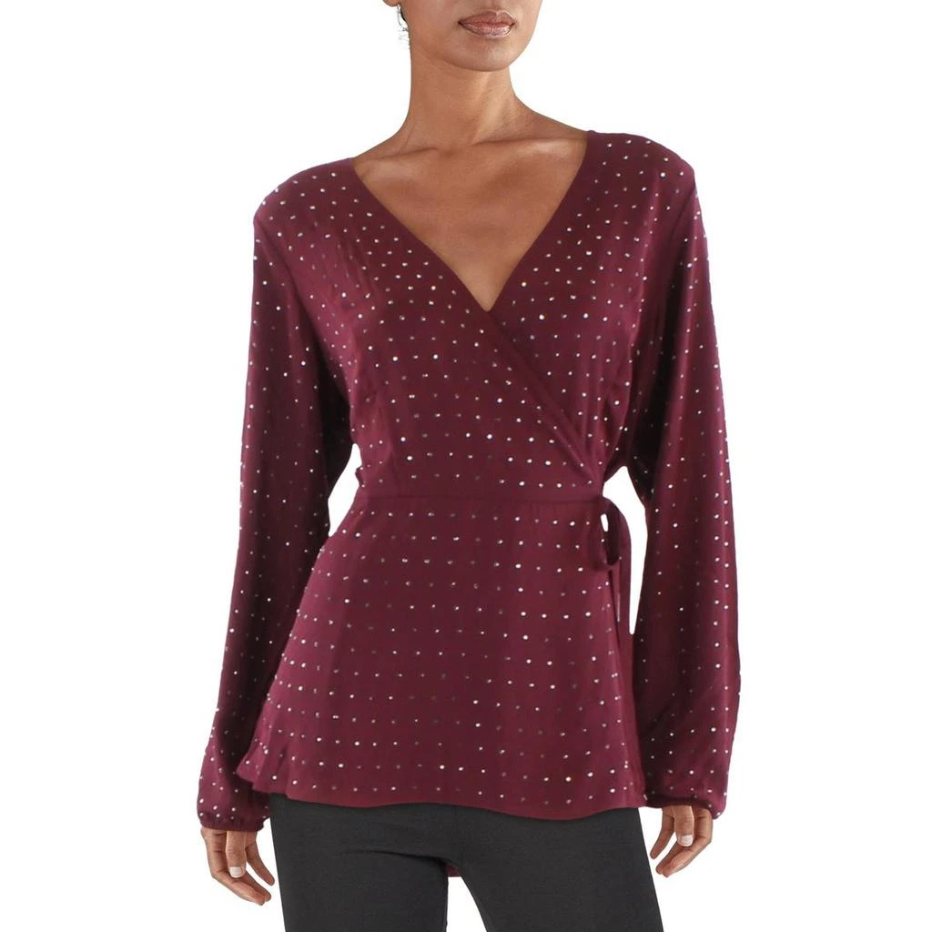 City Chic Plus Womens Side Tie Embellished Wrap Top 3