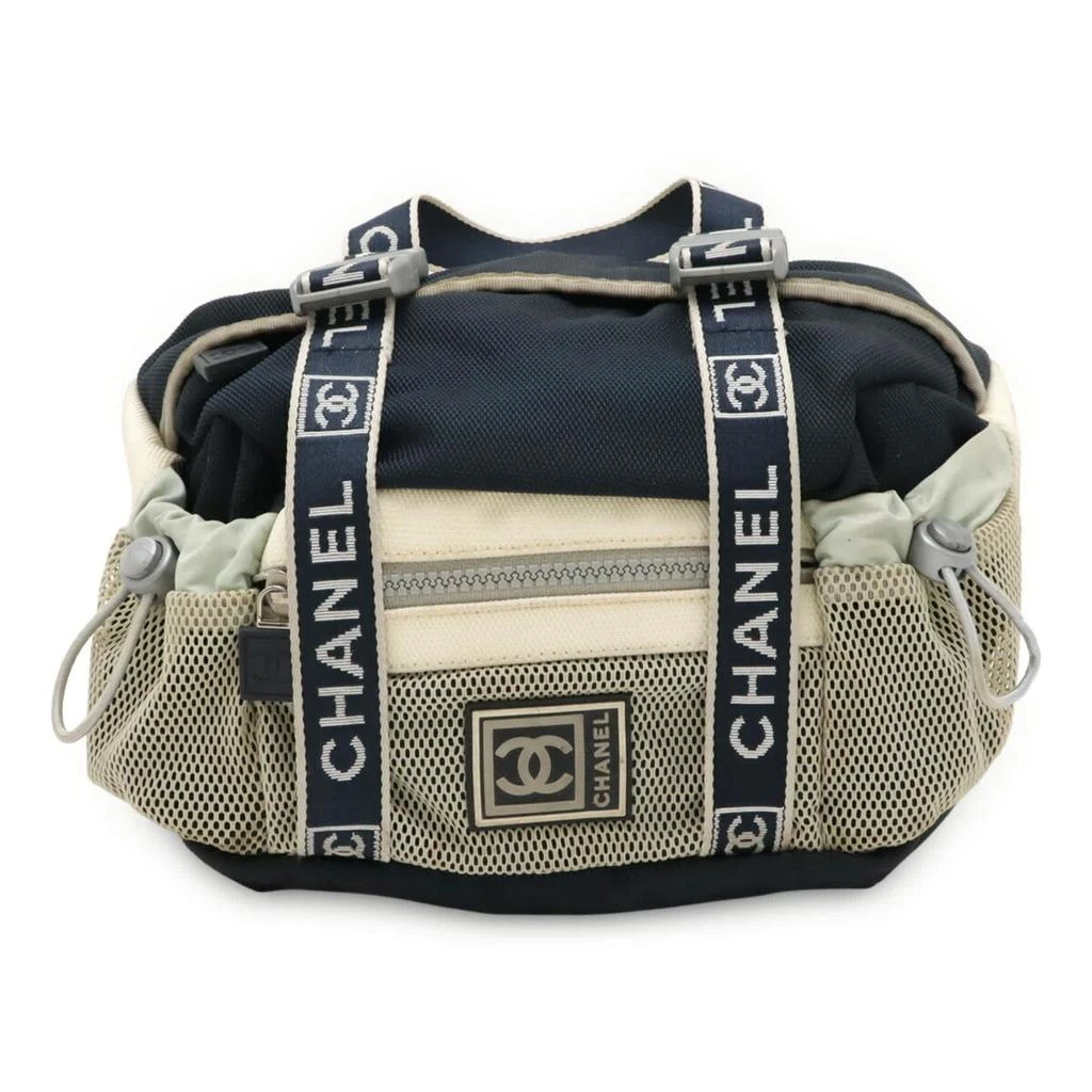 Chanel Sport ivory Navy Nylon Canvas Fanny Pack Handbag (Pre-Owned)