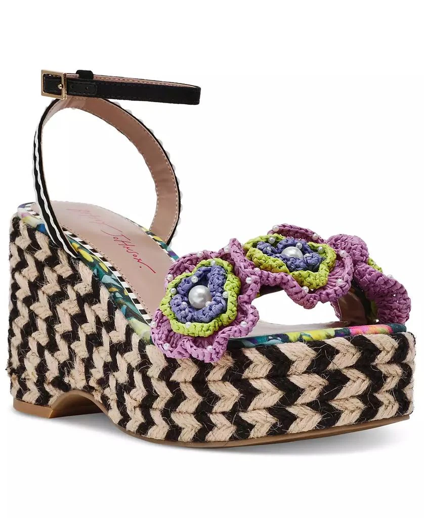 Betsey Johnson Women
s Marabela Macrame Platform Wedge Sandals 1
