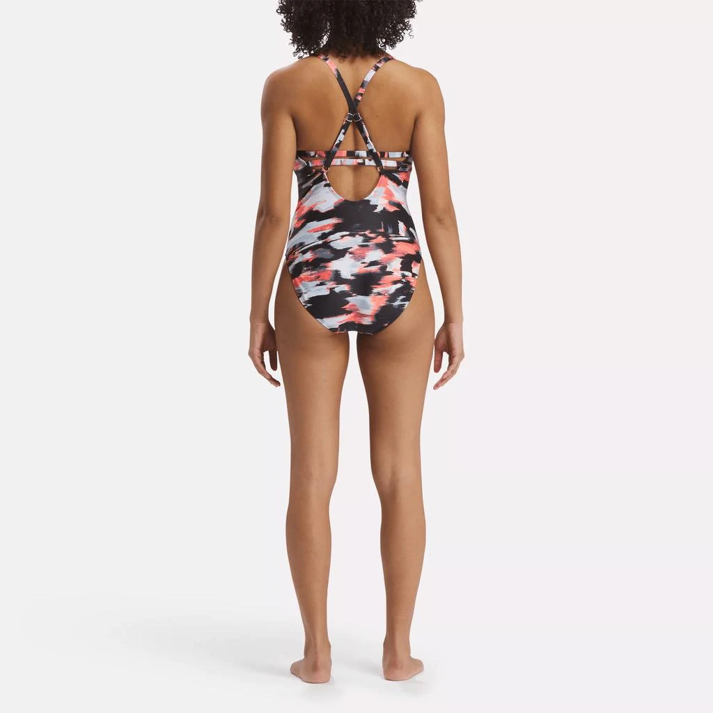 Reebok Women's Elite Camo Plunging One-Piece Swimsuit with Strappy Details 3