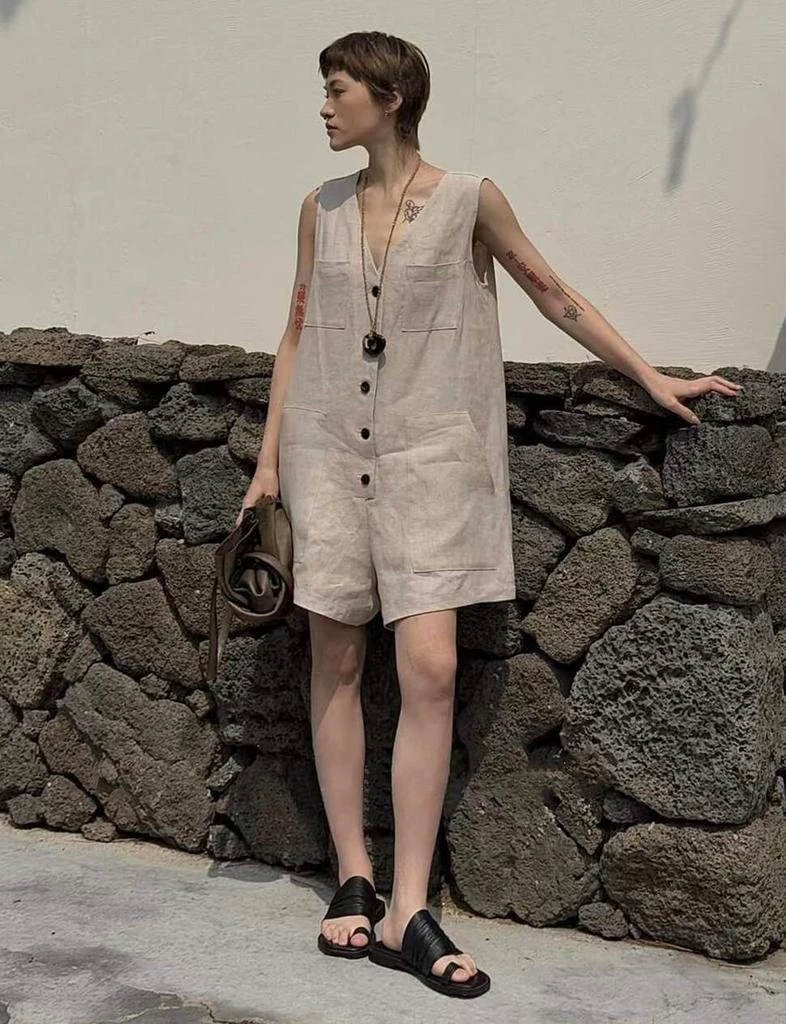 Pixie Market Linen Button Romper-PREORDER 2
