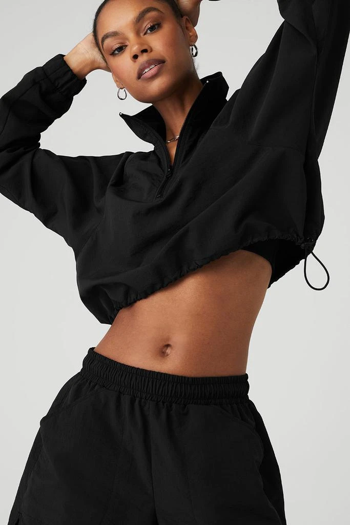 Alo Yoga Cropped 1/4 Zip Alumni Pullover - Black 4