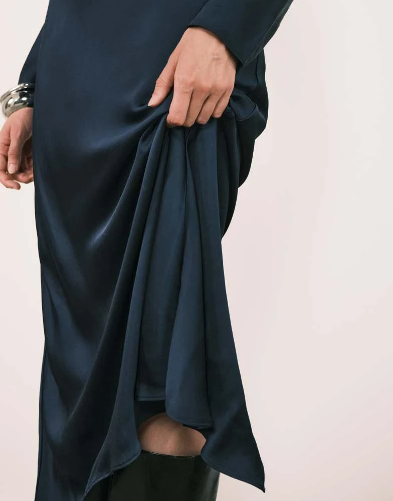 fitted lace wedding dress NAVY BLUE BOAT NECK DRESS