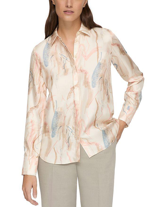 Lafayette 148 New York Silk Scottie Abstract Print Blouse