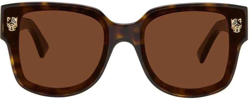 Cartier Brown & Black Panthère Wayfarer Acetate Sunglasses 1