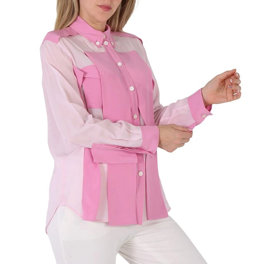 Burberry Ladies Beckierl Pale Candy Pink Panelled Silk Crepe-De-Chine Shirt 2