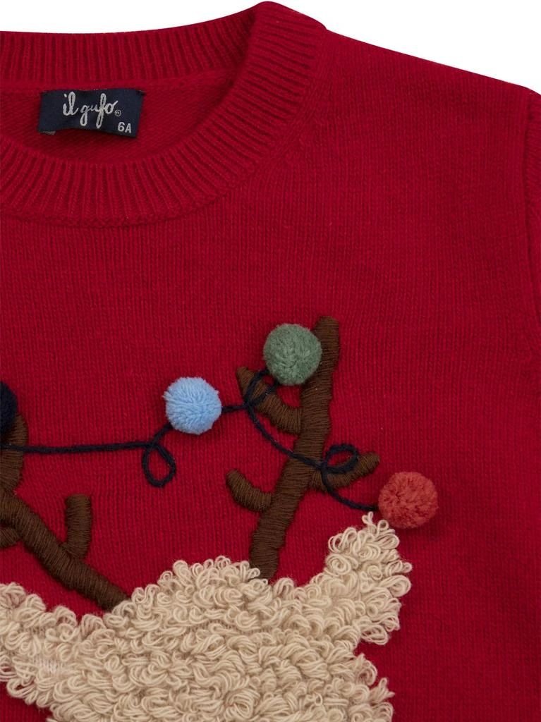 IL GUFO Christmas Jumper With Reindeer And Pom Poms 3