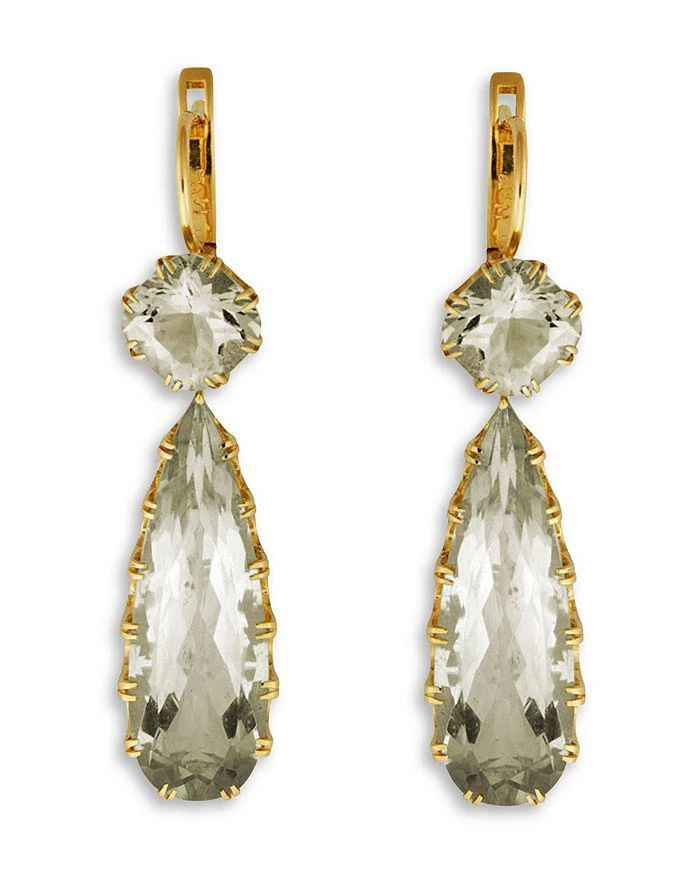 Ileana Makri 18K Yellow Gold Fine Crown White Topaz Drop Earrings
