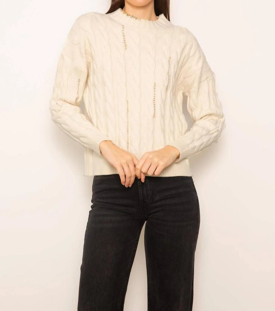 Central Park West Central Park West - Casey Whipstitch Cable Mock Sweater 1