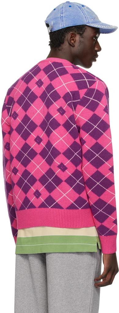 Acne Studios Pink & Purple Argyle Cardigan 3