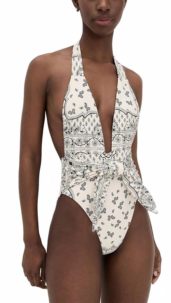 Montce Tropez Tie-Up One-Piece In Ivy Bandana
