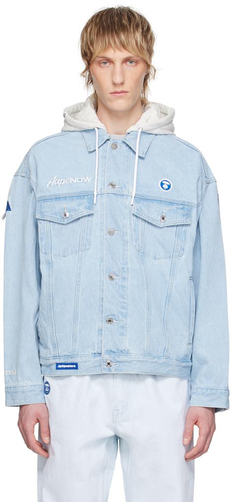 AAPE by A Bathing Ape Blue Hooded Denim Jacket