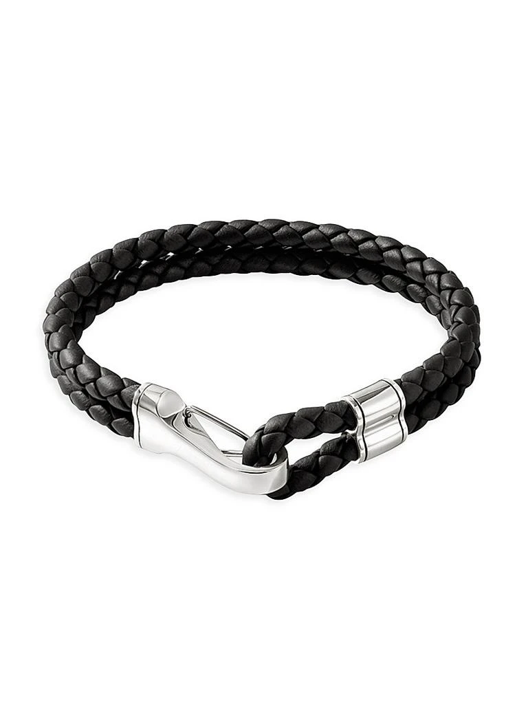 John Hardy Braided Leather & Sterling Silver Double Row Bracelet 1