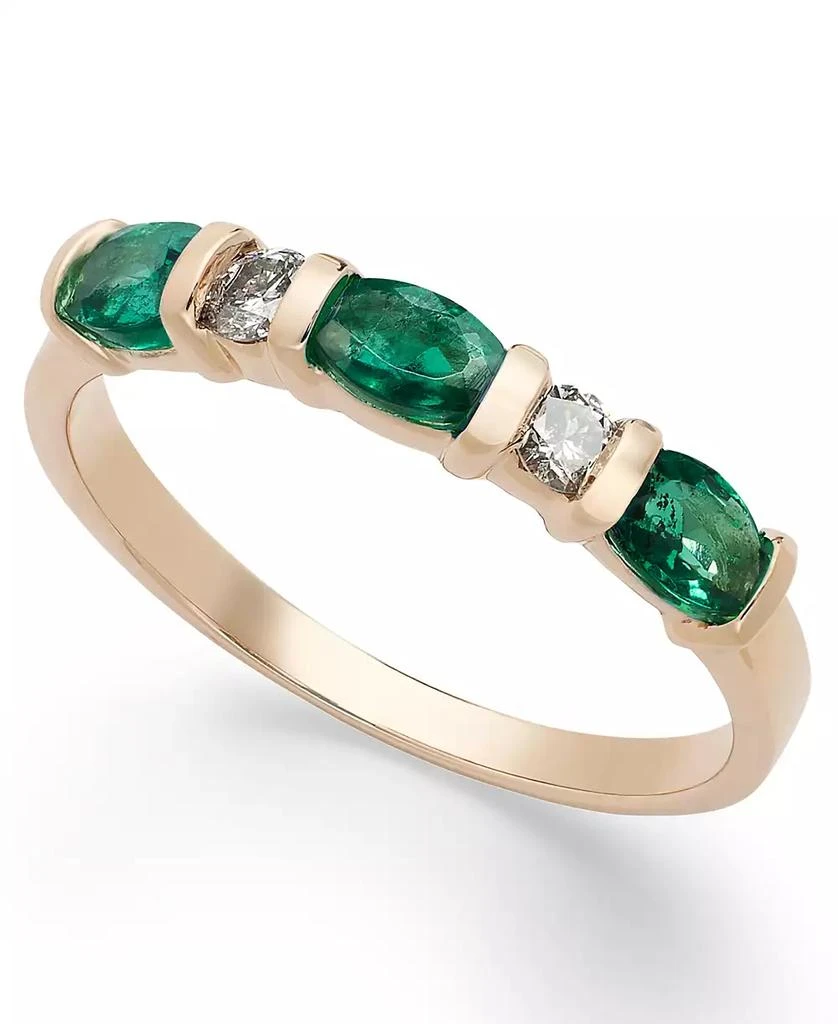 Macy's 14k Gold Ring, Emerald (3/4 ct. t.w.) and Diamond (1/8 ct. t.w.) Ring 1
