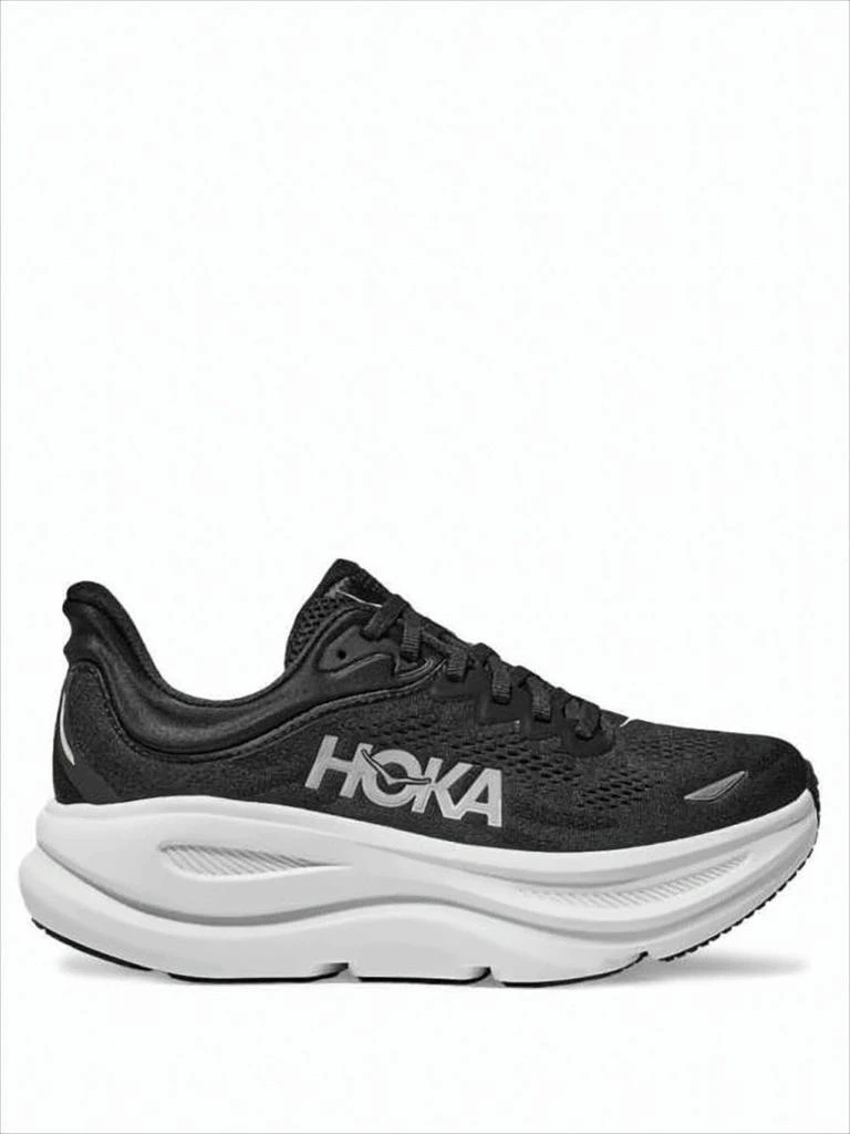 Hoka One One Streamlined Black Mesh Sneakers with Cushioned Rubber Sole