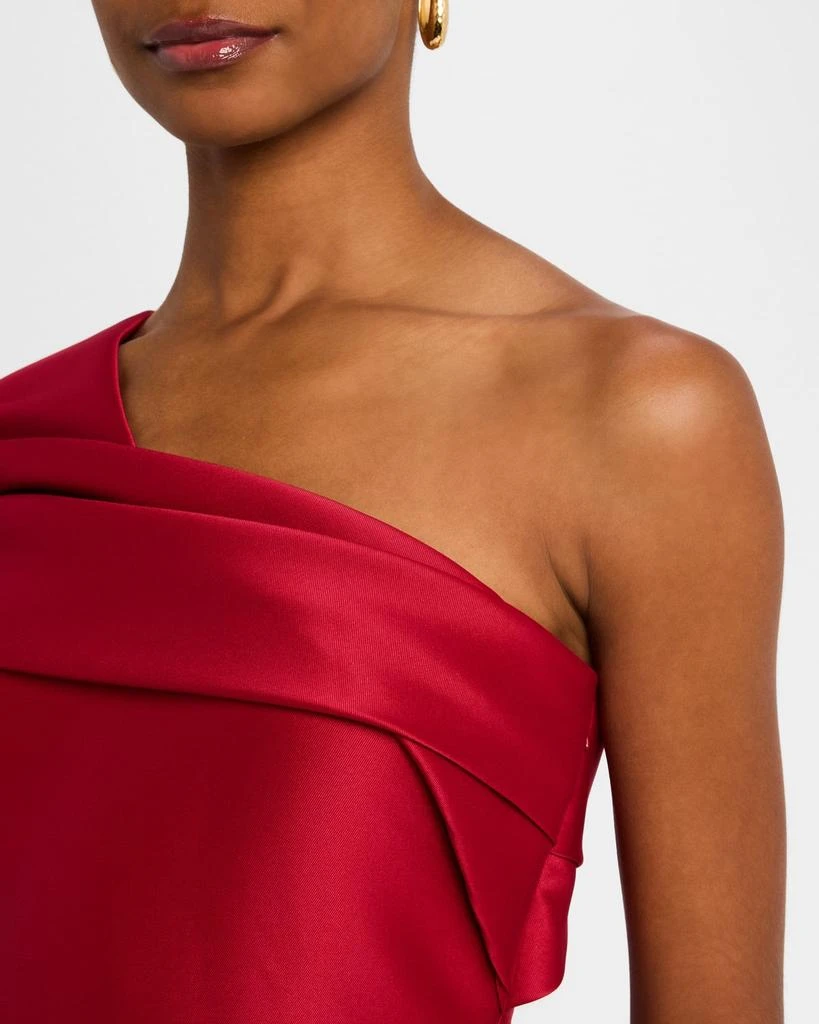 Badgley Mischka Pleated One-Shoulder Midi Dress 5