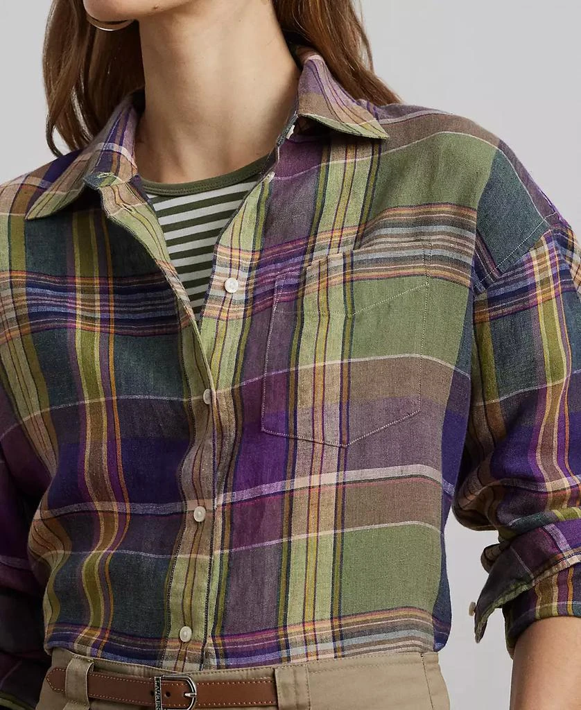 Ralph Lauren Petite 100% Linen Relaxed-Fit Plaid Linen Shirt 3