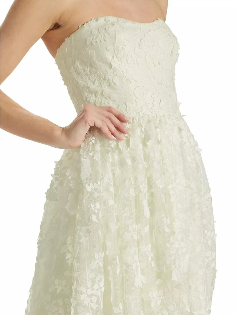 Monique Lhuillier Strapless Embroidered Tulle Minidress 6